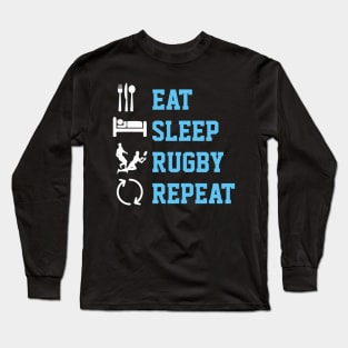 Eat sleep rugby repeat shirts from Ricaso Long Sleeve T-Shirt